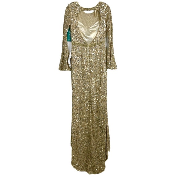 MAC DUGGAL Long Sleeve Sequin Column Gown NEW Gold Size 6 - Picture 8 of 15